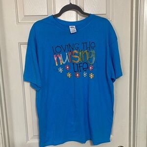 Delta Bright Blue "Loving the Nursing Life" Graphic Tee